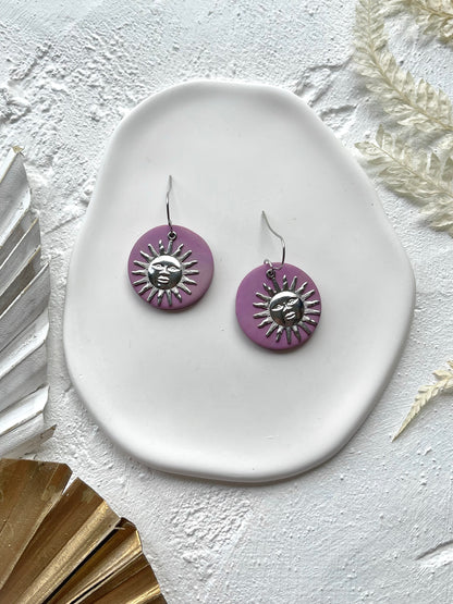 'Purple' Sun Charm Circle Dangle