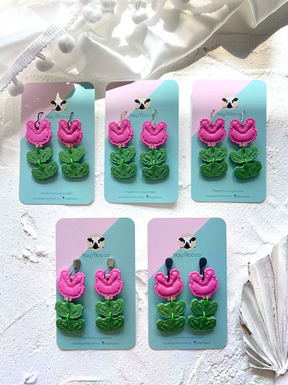 'Pink Flower Stack' Dangle