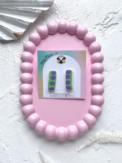 'Violet Bloom' Rectangle Stud