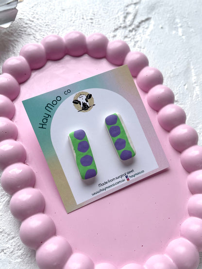 'Violet Bloom' Rectangle Stud