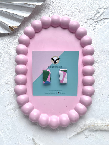 'Pastel Patch' Squiggle Stud