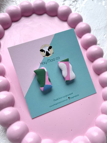 'Pastel Patch' Squiggle Stud