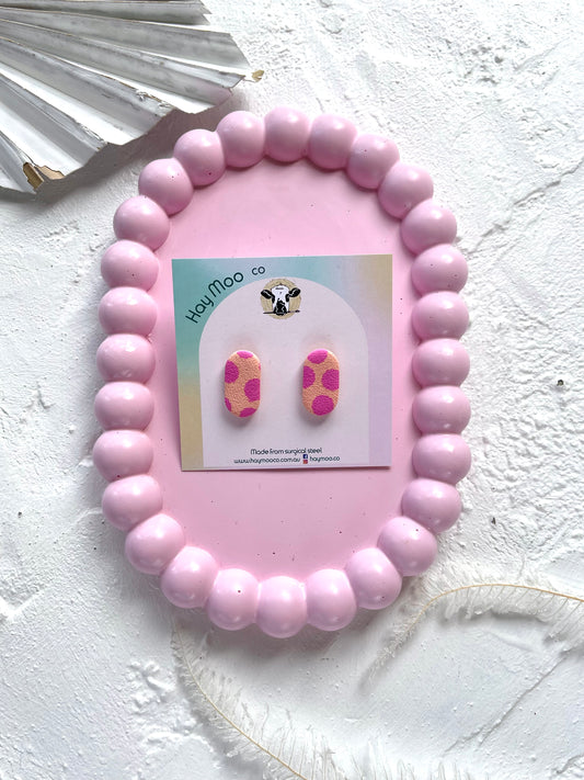 'Polka Peach' Oval Stud