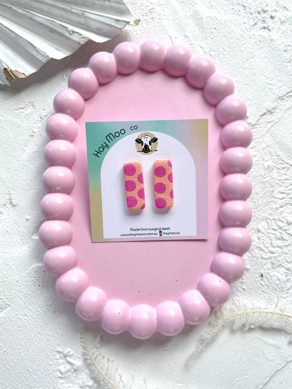 'Polka Peach' Rectangle Stud
