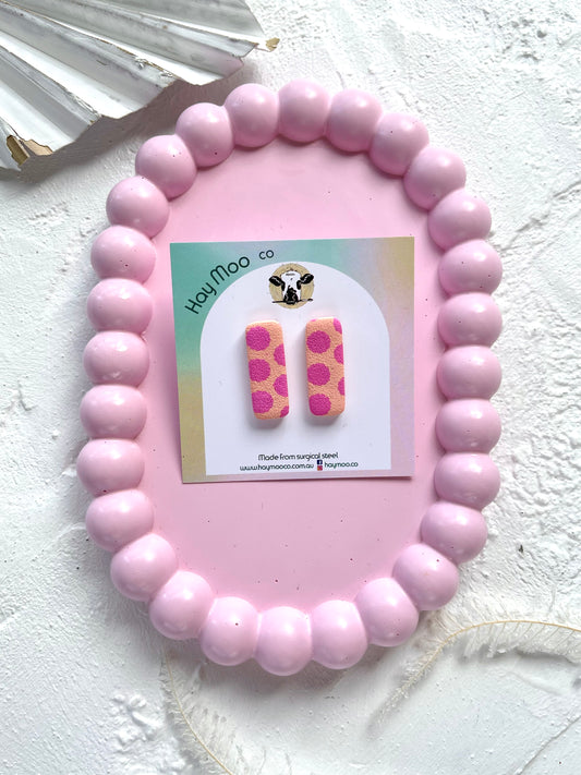 'Polka Peach' Rectangle Stud
