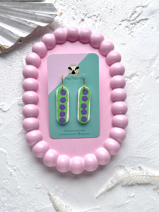 'Violet Bloom' Long Oval Dangle