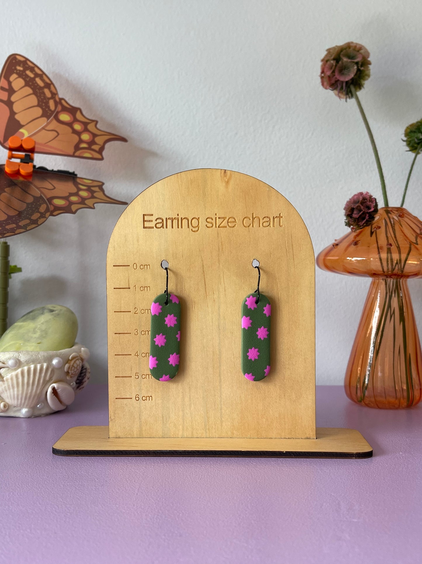 'Star Fern' Long Oval Dangle