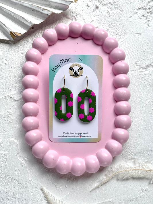 'Star Fern' Oval Dangle