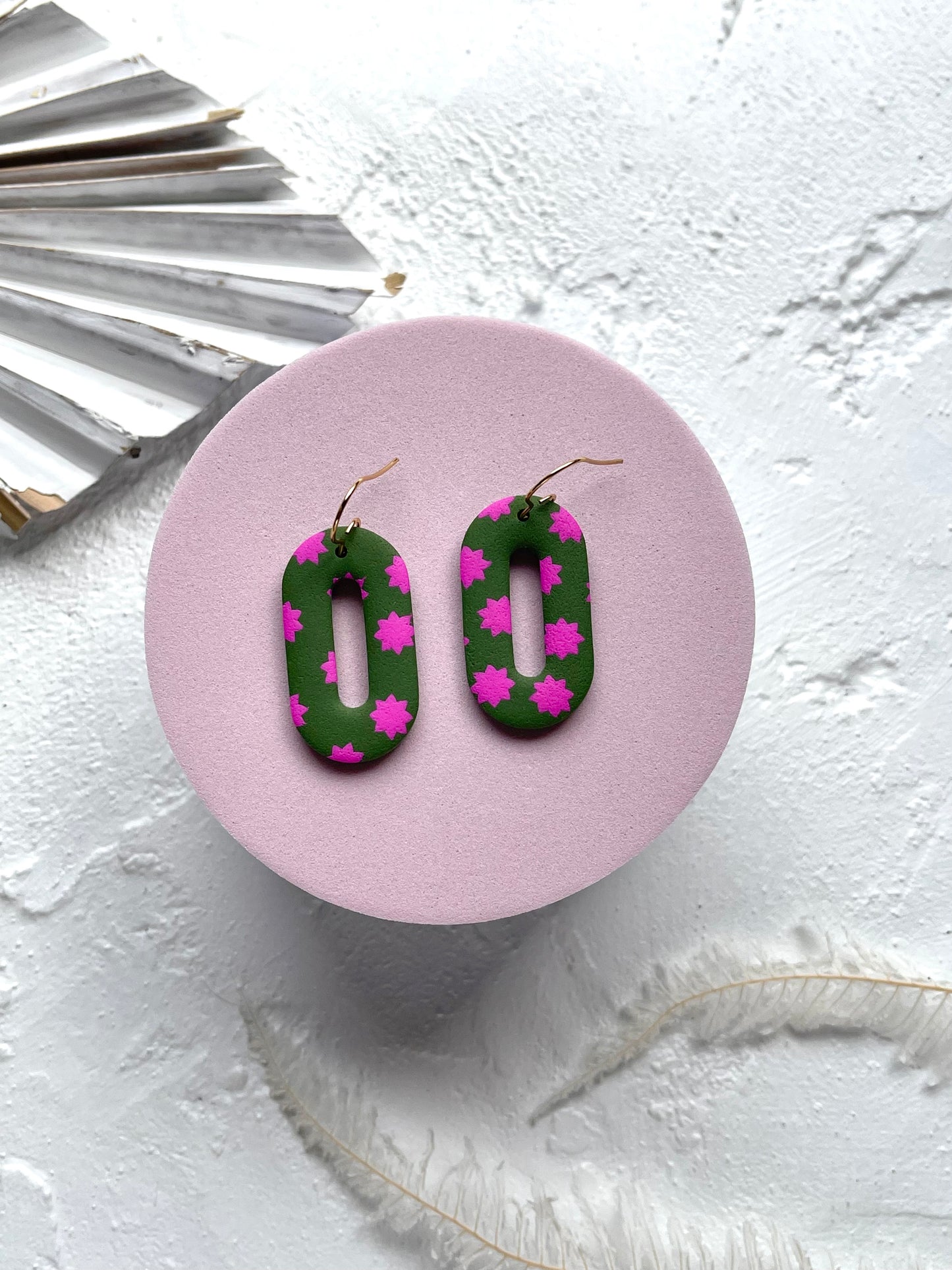 'Star Fern' Oval Dangle