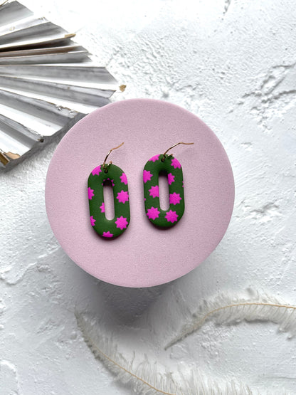 'Star Fern' Oval Dangle